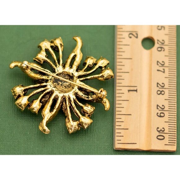 Vintage Art Nouveau Gold Tone Rhinestone Brooch K13 - Picture 2 of 2